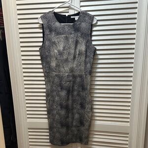 Diane Von Furstenberg Black and Tan Midi Dress Size 12